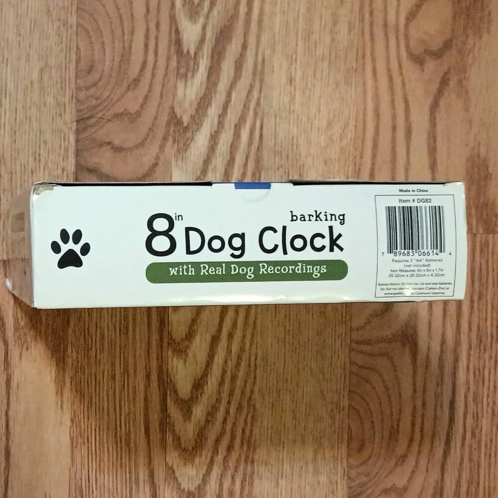NIB ~ Mark Feldstein's Barking Dog Sounds 8-inch Clock, Black, 12 Popular Breeds